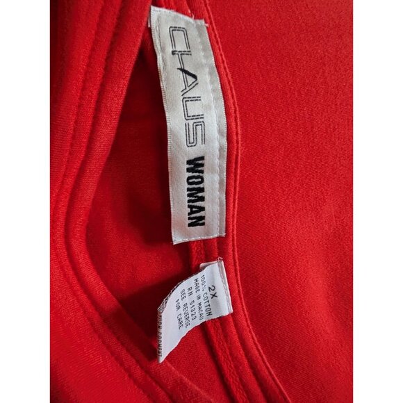Chaus Woman Red Embroidered Pocket Top 2X Cotton Blend - Picture 4 of 6